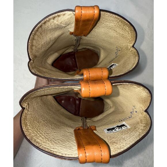 Vintage FRYE 12' Cowgirl Rodeo Boots Sz Women's 11 Brown Distressed Leather - Picture 10 of 10